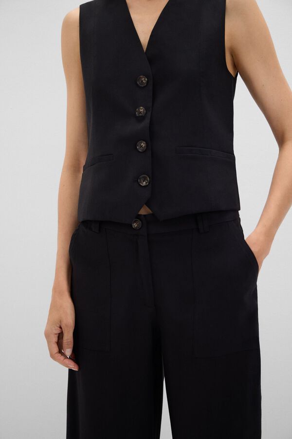 Cortefiel Pantal&oacute;n cargo ancho Negro