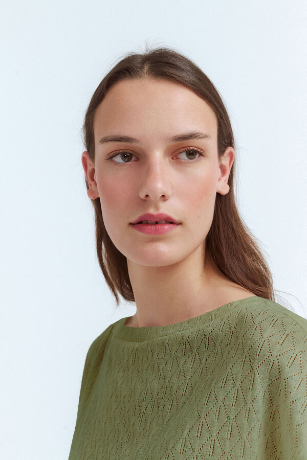 Vila Top manga corta punto pointelle Verde