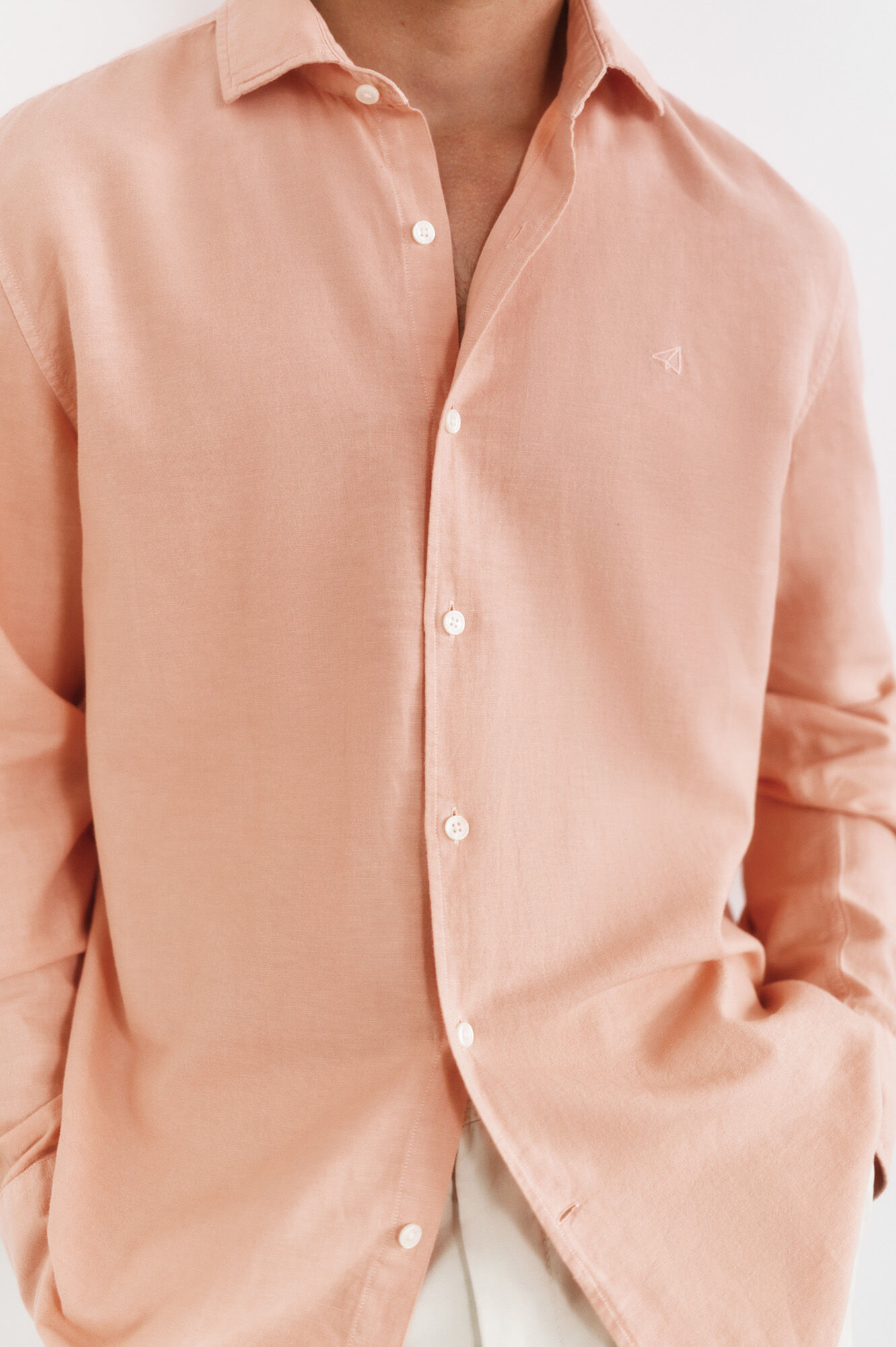 OOTO Camisa algod&atilde;o linho manga comprida