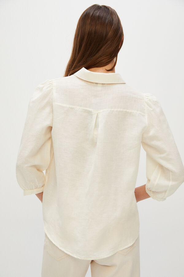 Cortefiel Camisa manga comprida de linho Ecofriendly Branco