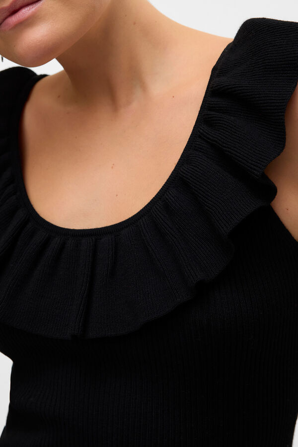 Vero Moda Top tirante grueso y volantes Negro