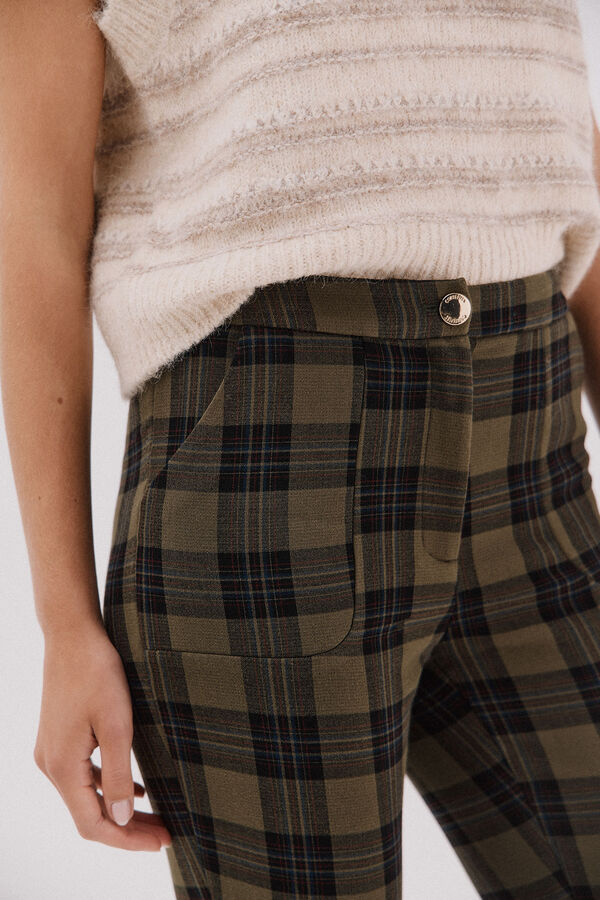 Cortefiel Pantal&oacute;n el&aacute;stico confort Estampado verde