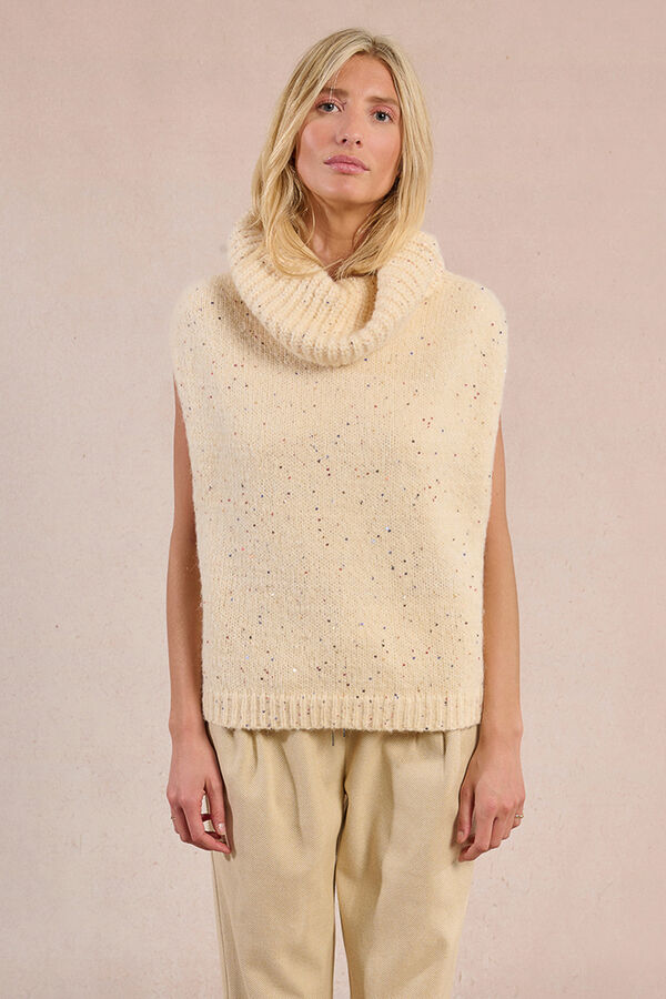 Molly Bracken Jersey de manga sisa cuello alto Marfil