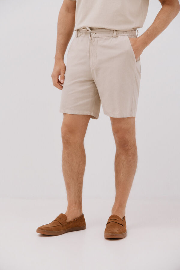 Cortefiel Bermuda calças chino leve ajustável Tostado