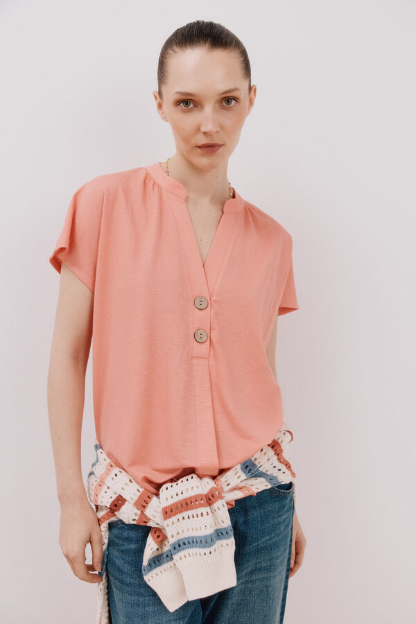 Cortefiel Blusa manga ca&iacute;da Coral