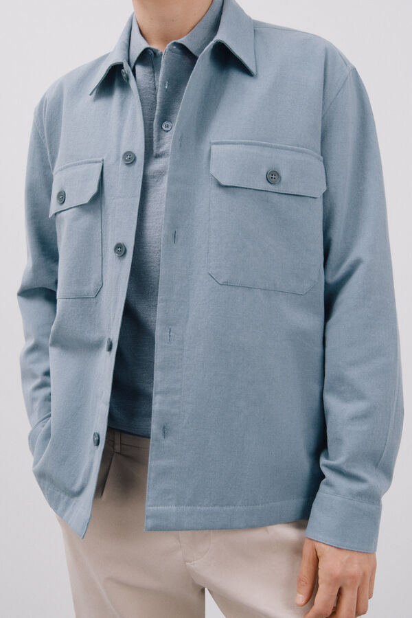 Cortefiel Overshirt de linho de algod&atilde;o coordenado Azul
