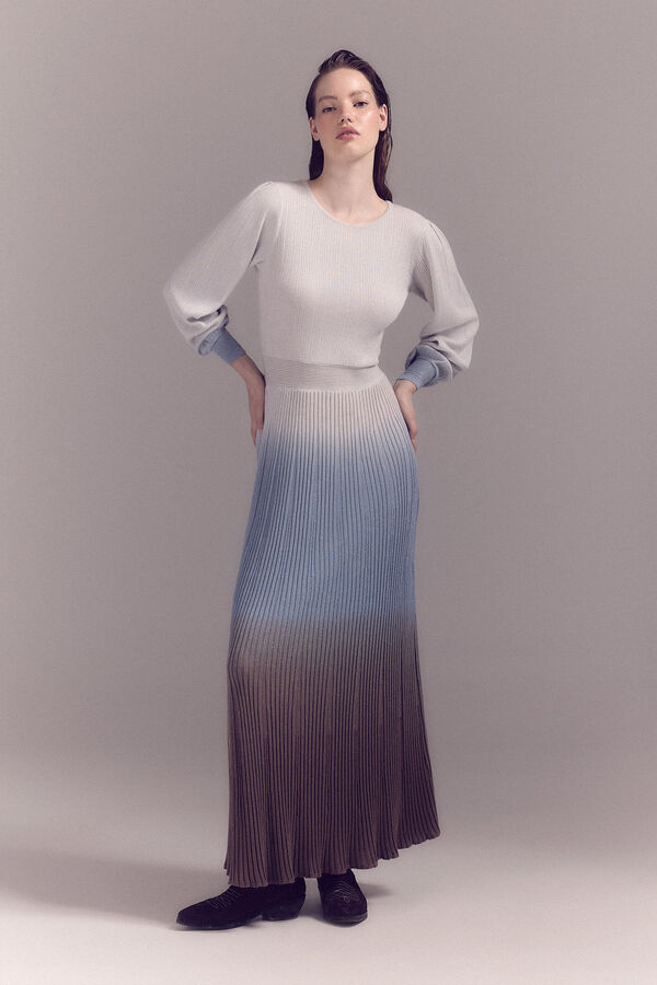 Slowlove Vestido lurex plisado Marfil