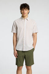 Selected Camisa de manga corta confeccionada con lino Gris