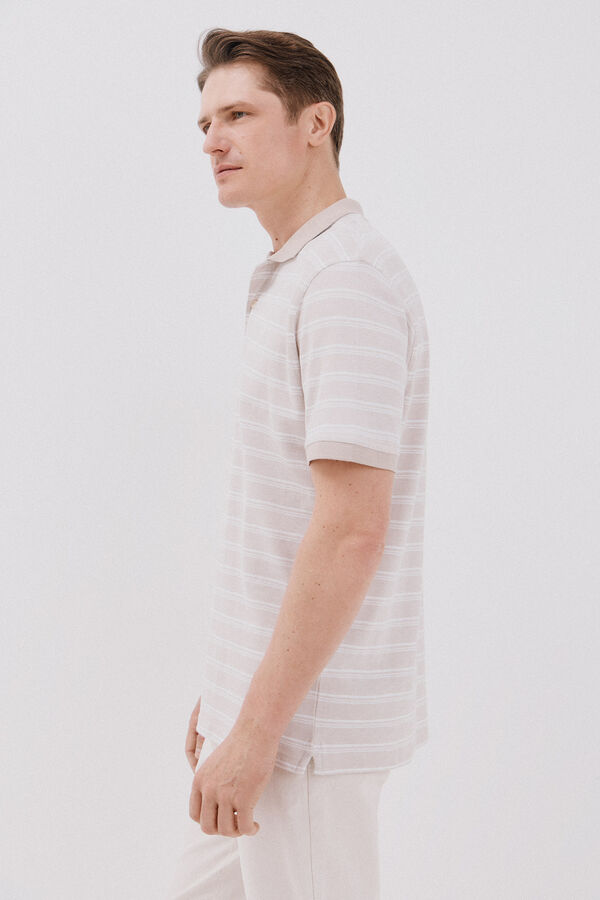 Cortefiel Polo oxford de rayas Beige