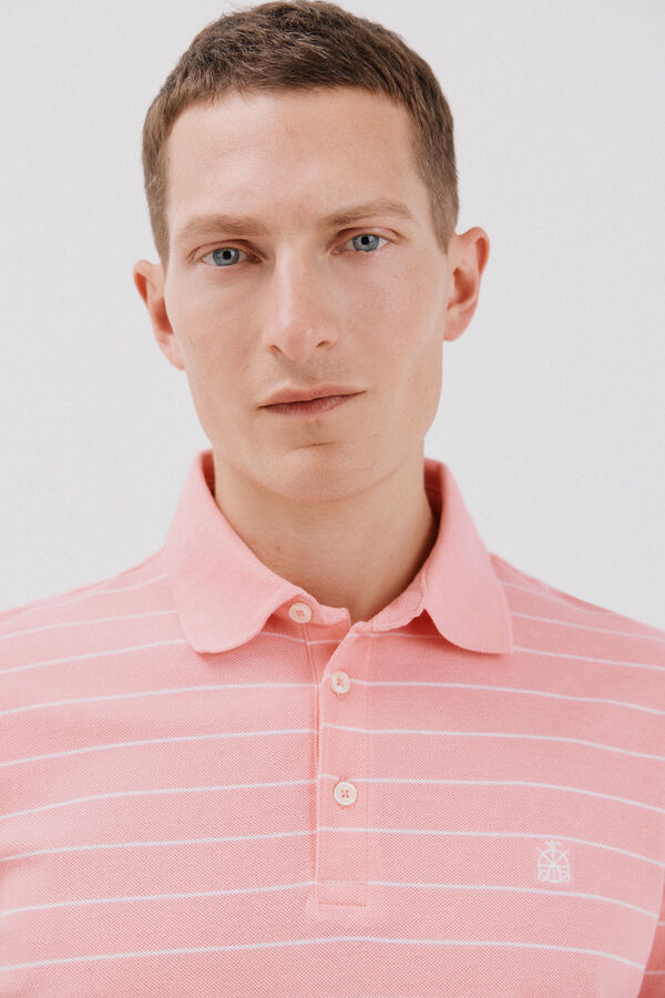Cortefiel Polo piqu&eacute; rayas Coral