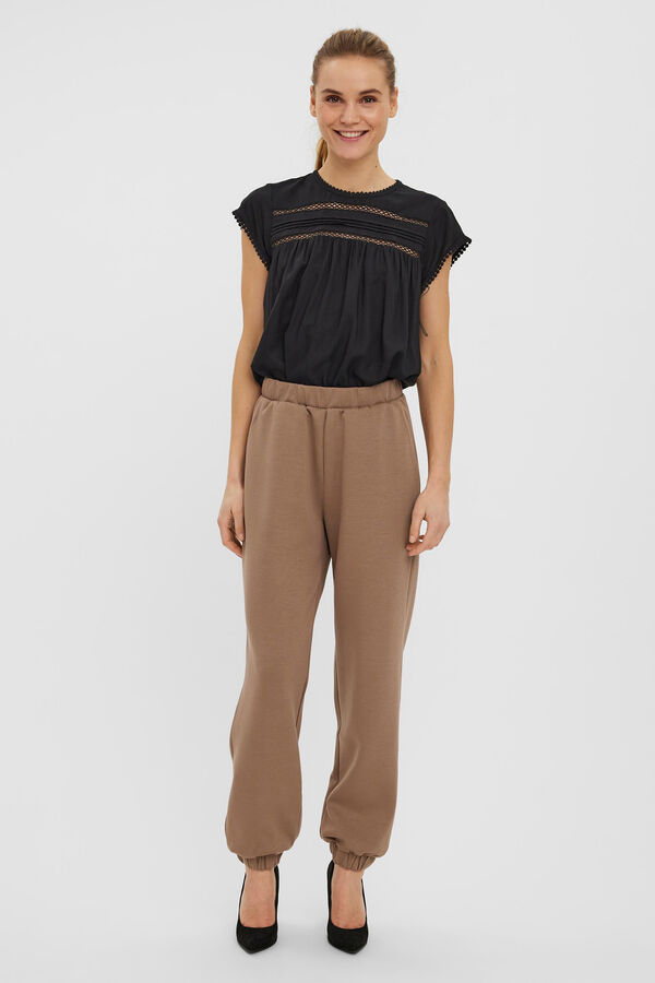 Vero Moda Blusa fluida de cuello redondo Preto