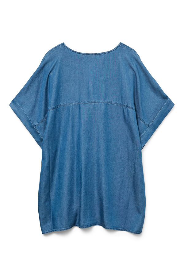 Vero Moda Curve Camisa cuello pico denim talla grande Azul
