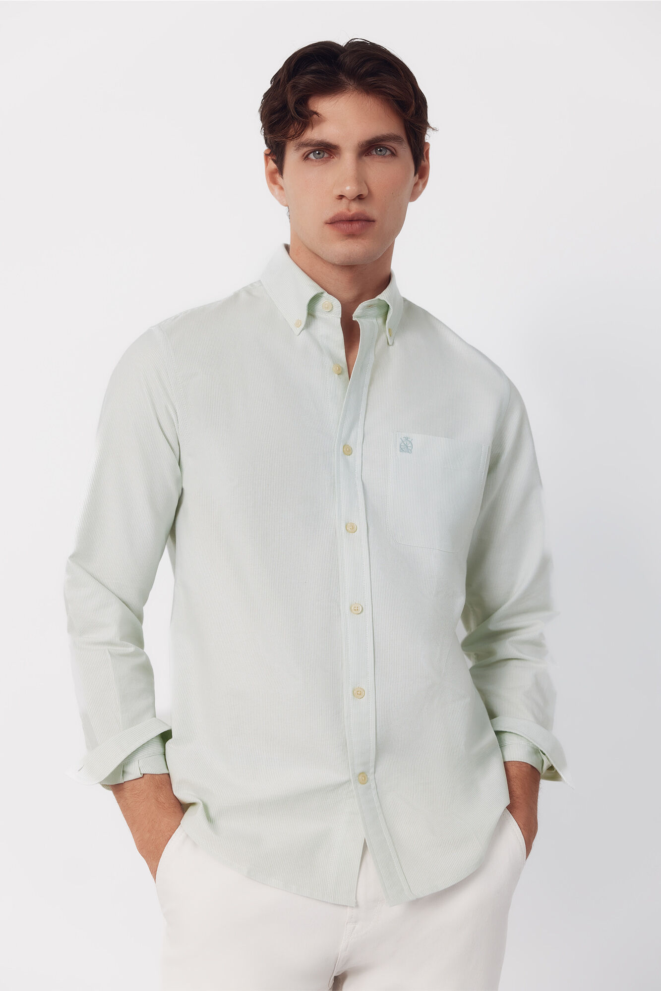 Cortefiel Camisa oxford listrada com vela