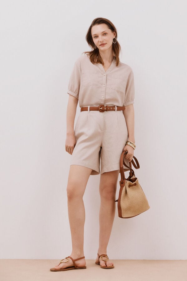 Cortefiel Bolsa tiracolo bucket de lona Castanho