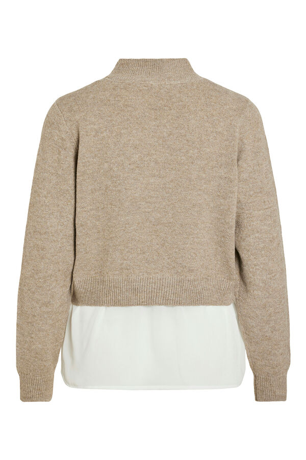 Vila Su&eacute;ter de malha com camisa Castanho