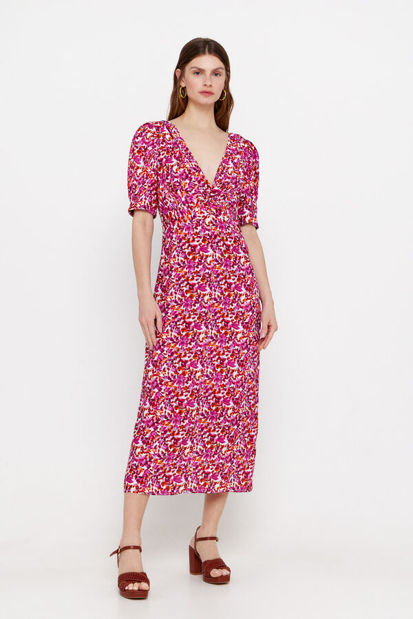 Cortefiel Vestido midi estampado Multicolor