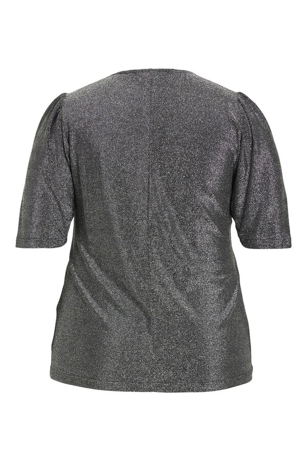 Cortefiel Blusa de manga corta glitter Gris