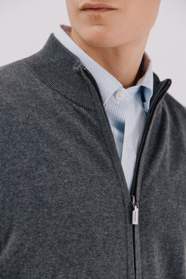Cortefiel Cardigan de algod&atilde;o e cashmere Cinzento