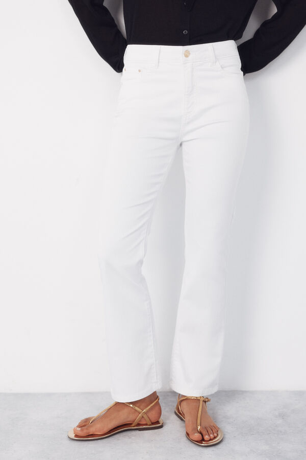 Cortefiel Jeans Sensational Campana Crop Blanco