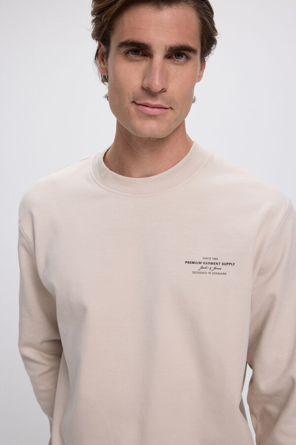 Jack & Jones Sweatshirt b&aacute;sico estampado  Ecru