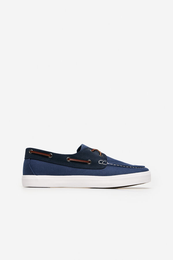 Cortefiel Zapatilla nautica textil y piel Azul marino