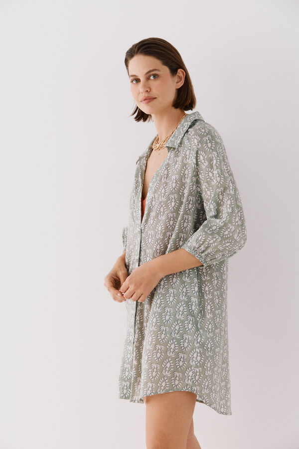 Cortefiel Caft&aacute;n t&uacute;nica estampado Kaki