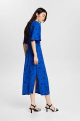 Esprit Vestido midi de viscose com estampado floral Azul