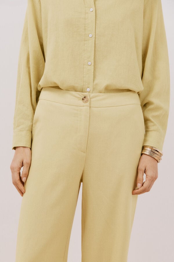 Cortefiel Pantal&oacute;n lino Amarelo