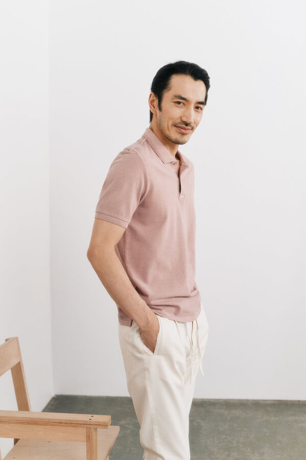 OOTO Polo pique lavado bordado avión Rosa