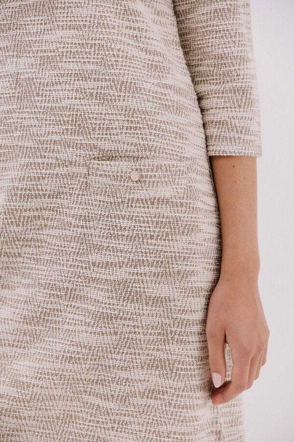 Cortefiel Vestido curto de tweed Tostado