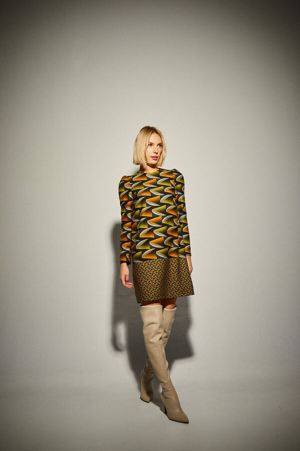 Dolores Promesas Vestido curto com estampado de folhas Multicolorido