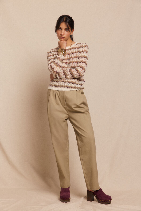 Slowlove Su&eacute;ter vazado multicolor Tostado