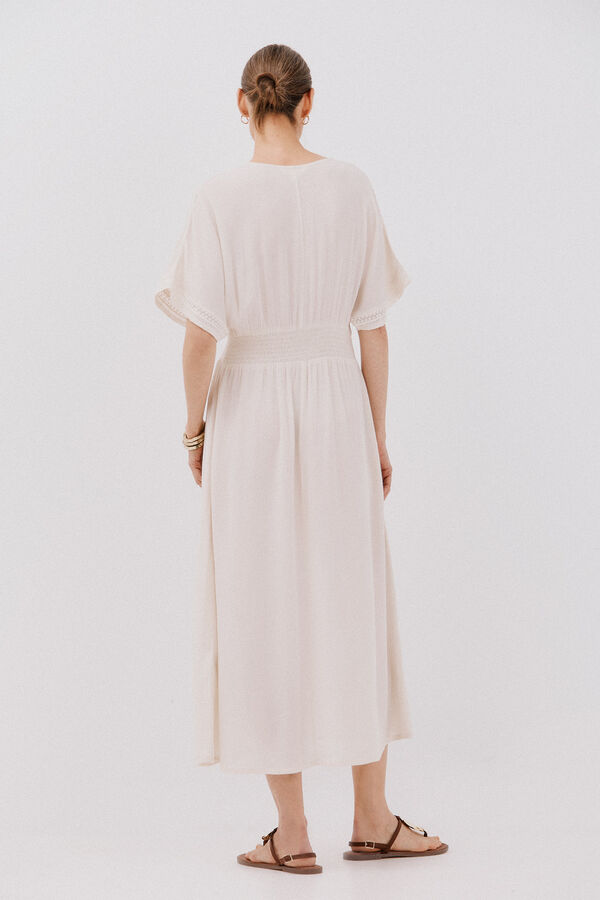 Cortefiel Vestido longo de renda Castanho