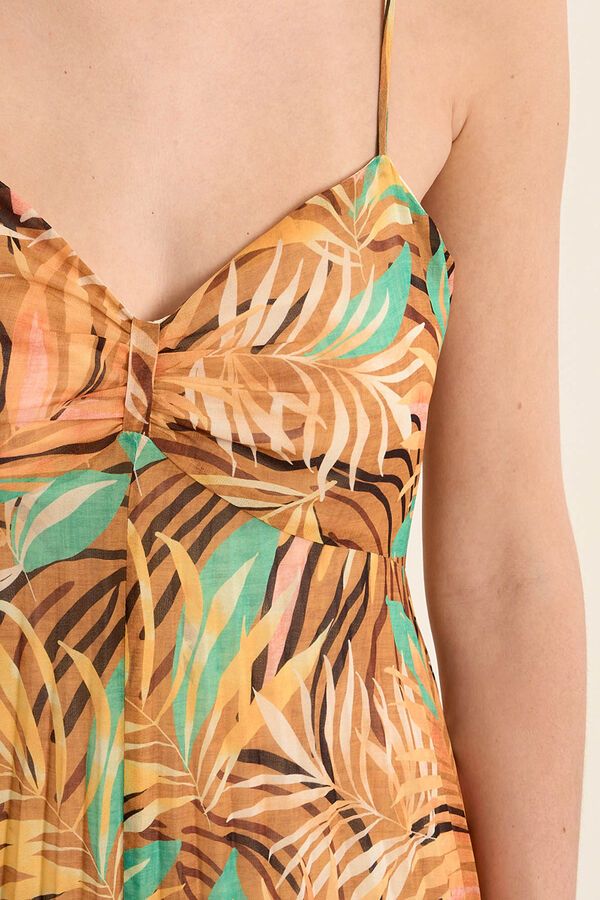 Molly Bracken Vestido comprido de al&ccedil;as com estampado Castanho