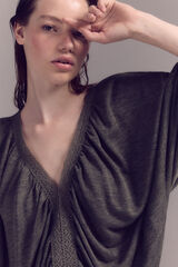 Slowlove Camiseta tejido con manga globo Verde