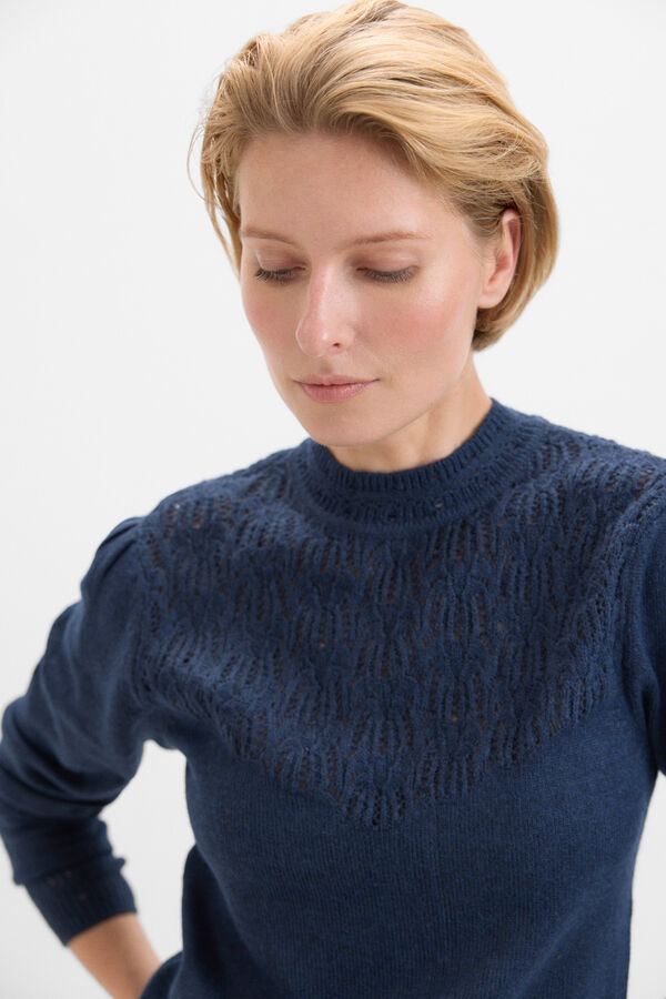 Cortefiel Jersey canes&uacute; calados Azul marino