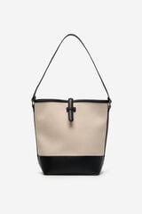 Cortefiel Bolsa maxi bucket de lona Preto