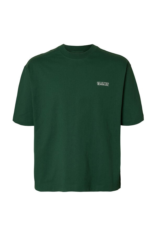 Selected Camiseta com logo de T-shirt de manga curta   Verde