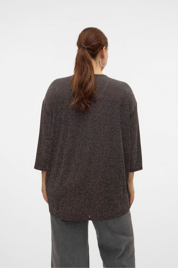 Vero Moda Curve Jersey cuello pico l&uacute;rex talla grande Marr&oacute;n oscuro