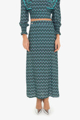 Cupl&eacute; Saia midi com estampado geom&eacute;trica Azul