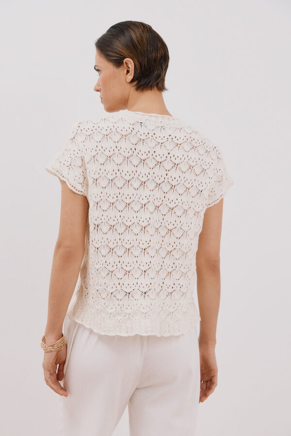 Cortefiel Casaco de malha vazada Ecru