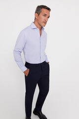 Cortefiel Camisa vestir microcuadro facil plancha Azul