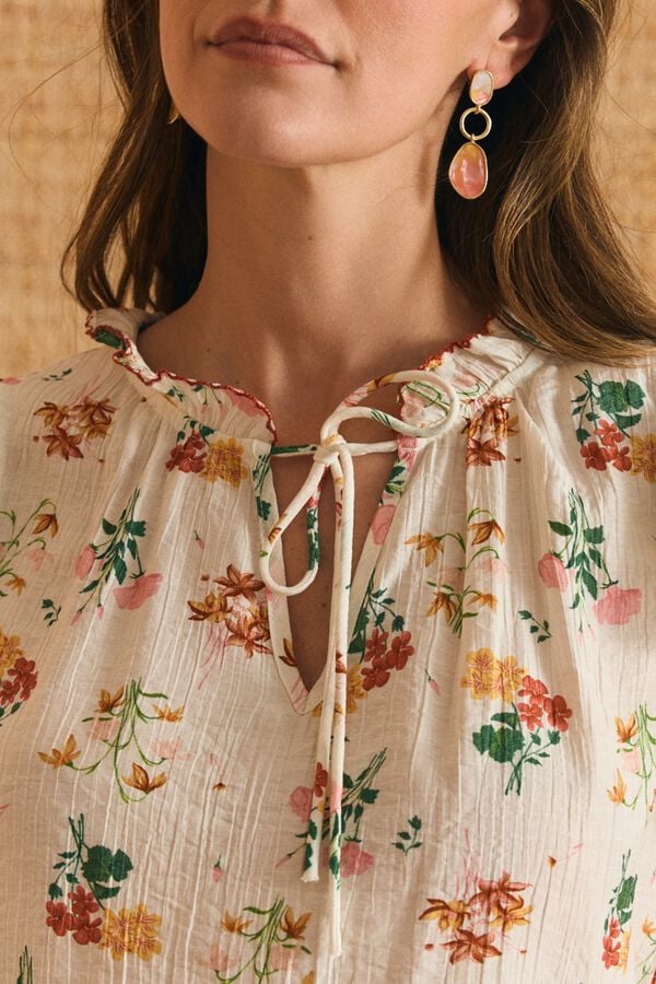 Pol&iacute;n Et Moi Camisa de flores Liana Impress&atilde;o