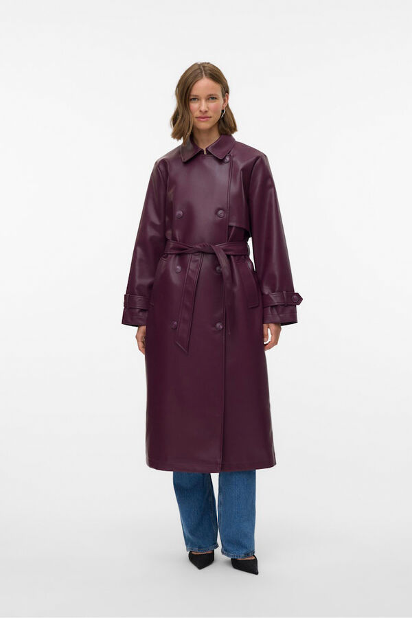 Vero Moda Sobretudo longo de trench sint&eacute;tico Roxo