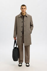 Selected Abrigo largo lana Marr&oacute;n