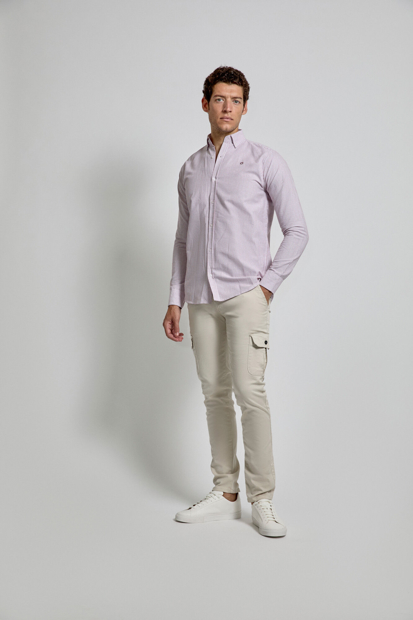 Street Monkey Camisa Oxford rayas con logo