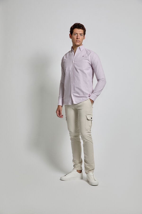 Street Monkey Camisa Oxford rayas con logo Rosa