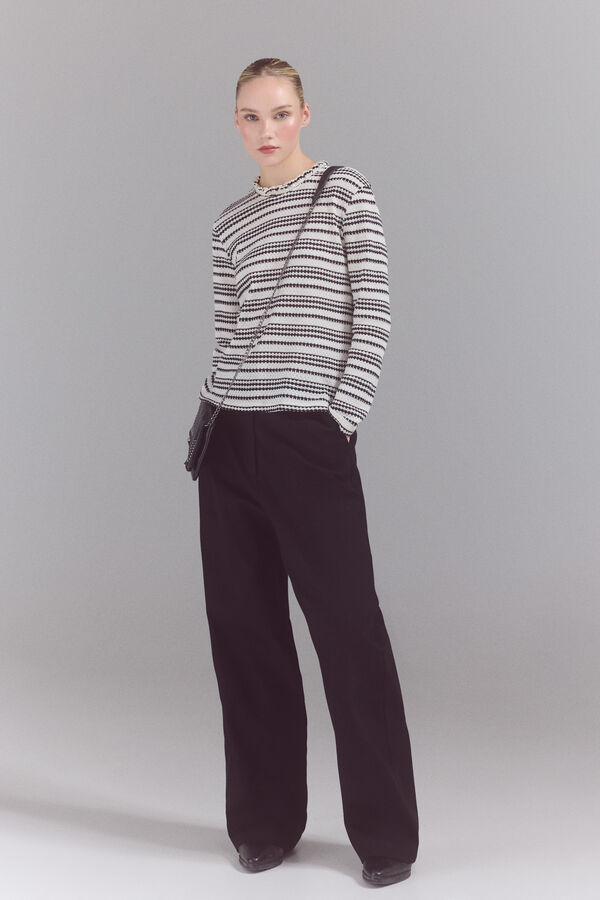 Slowlove Top rayas Estampado blanco