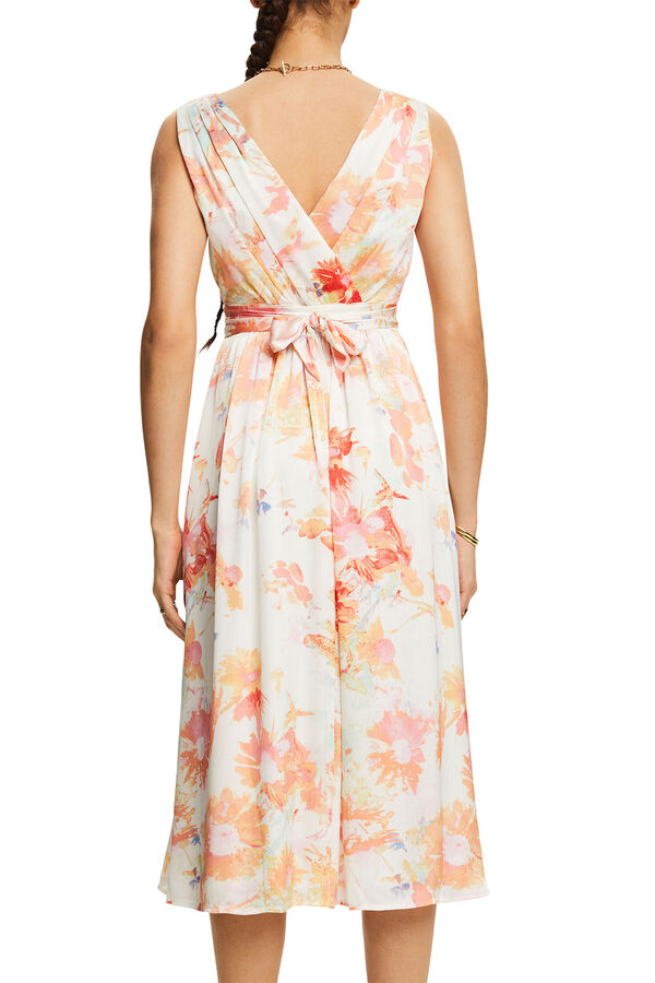 Esprit Vestido comprido estampado floral plissado Impress&atilde;o