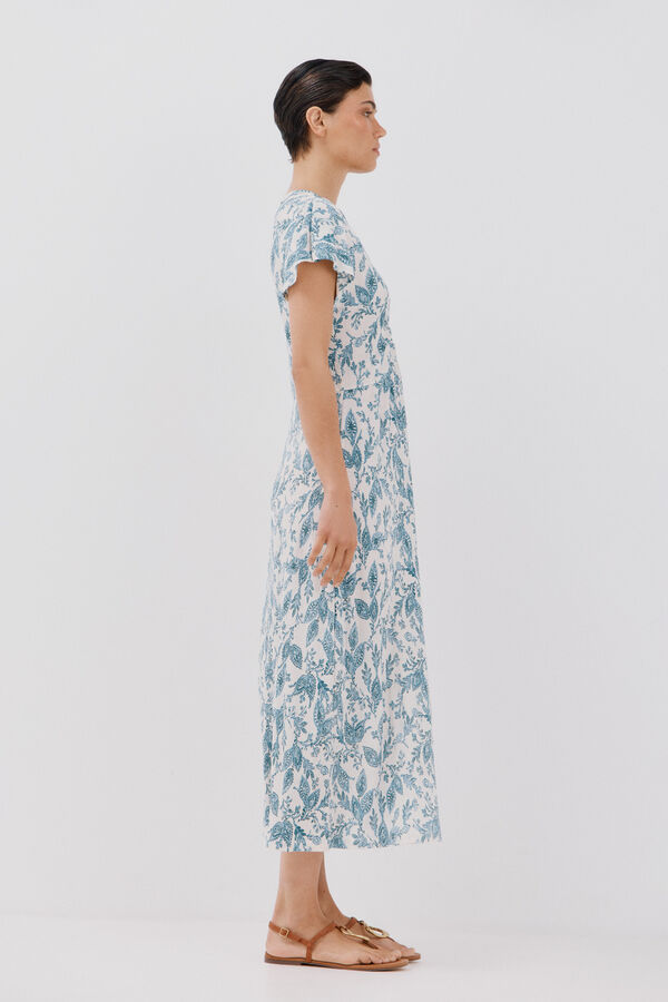 Cortefiel Vestido frunce estampado Estampado blanco